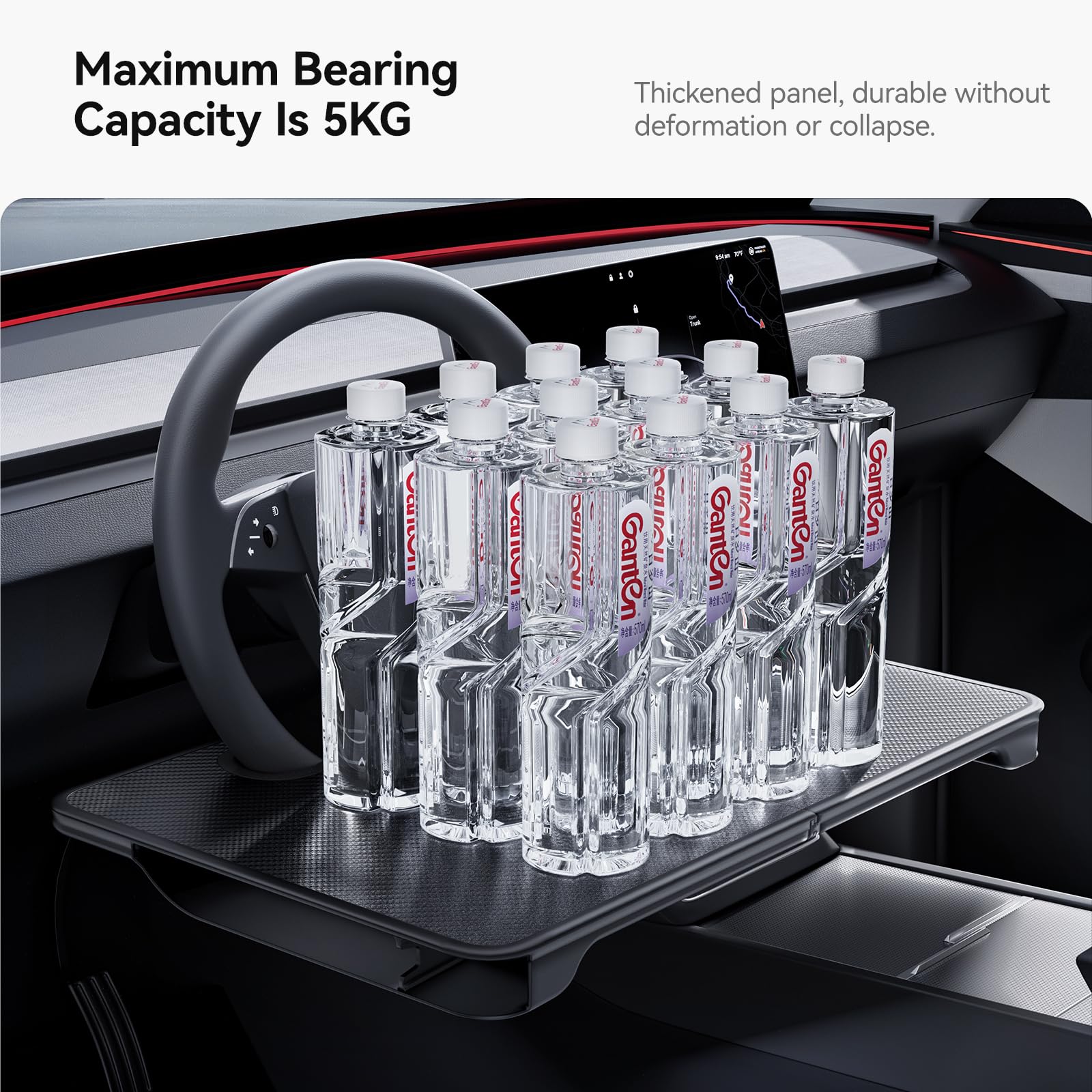 DSI - 2-in-1 Car Steering Wheel Desk Tray & Car Seat Gap Filler Organizer – Foldable Carbon Fiber Look Table for Laptop, Eating Food, Writing – Universal Fit for Most Vehicles - **Top PICK!