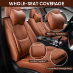 BASIC -  Auto Car Seat Covers Accessories Full Set Leather Cushion Protector Breathable Waterproof Seat Cover for Cars Universal Fit (Brown, Front Pair and Rear)