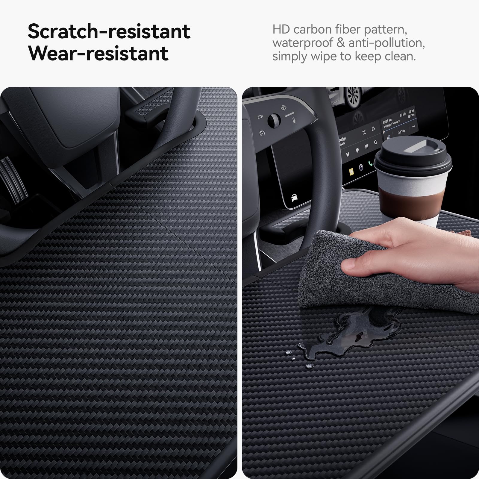 DSI - 2-in-1 Car Steering Wheel Desk Tray & Car Seat Gap Filler Organizer – Foldable Carbon Fiber Look Table for Laptop, Eating Food, Writing – Universal Fit for Most Vehicles - **Top PICK!