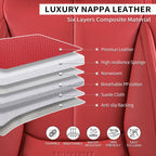 BASIC - Car Seat Covers Full Set,Leather Waterproof Car Seat Cover,Airbag Compatible,Breathable Design,Suitable for Car,Truck,SUV 5 Pack(Burgundy)