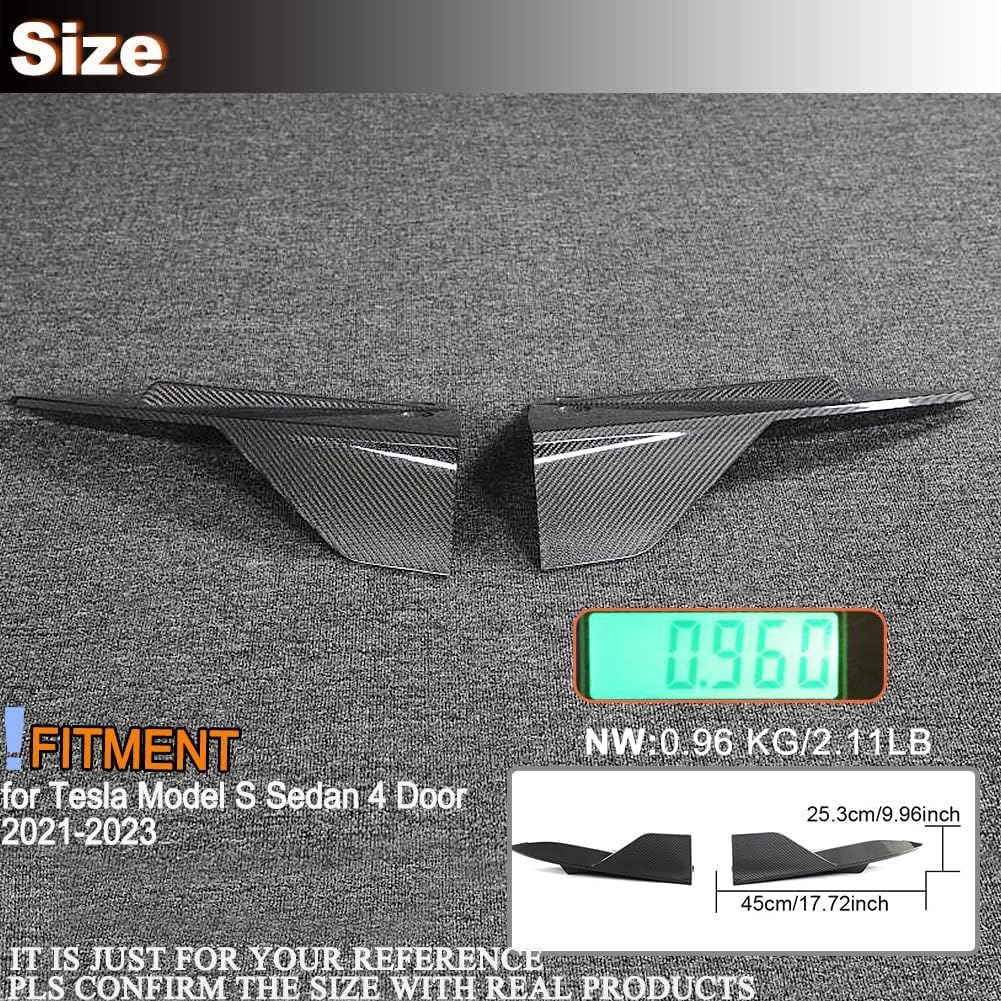 DSTAR - Real Carbon Fiber Rear Bumper Splitters for Tesla Model S Plaid 2021-2023 Sedan 4 Dor Rear Bumper Fins Bumper Canards CF Factory Outlet