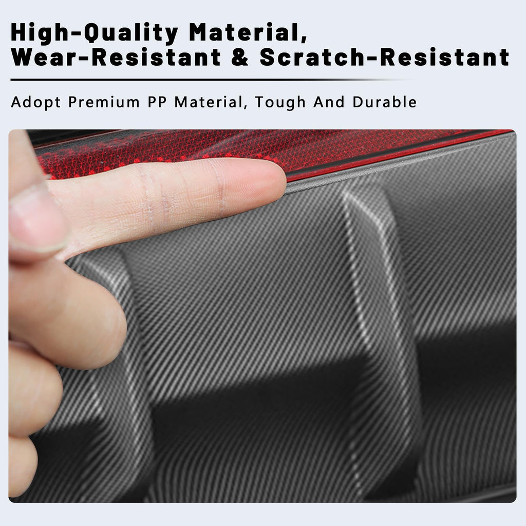 DSI - Rear Diffuser for Tesla Model Y (2020-2025) – No Drilling. This Rear Bumper molding Protector Lip is Made of PP Material with Not Applicable Juniper (Matte Carbon Fiber)