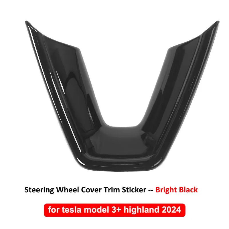 DSI - Steering Wheel Patch FITS Tesla Model 3 Y YL Juniper Highland 2025 2026 U-shaped Protective Cover Trim Sticker ABS Carbon Fiber