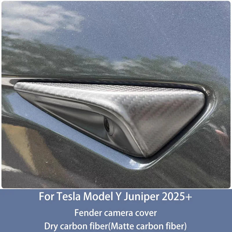 For New Tesla Model Y Juniper 2025+ ABS Carbon Pattern Side Camera Cover ABS Leaf Board Sticker Accessories