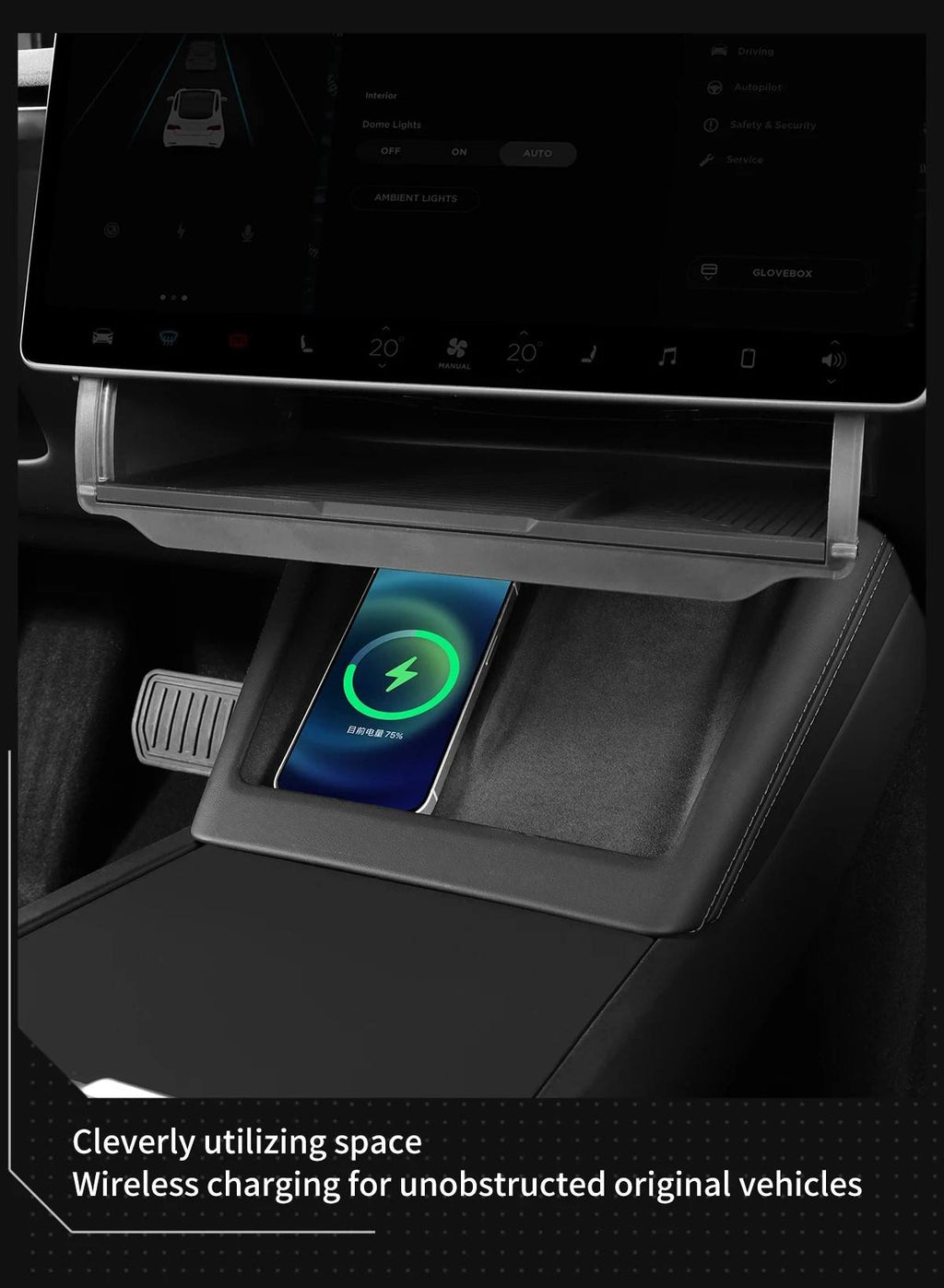 DSI - Car Under Screen Storage Tray for Tesla Model Y & Model 3