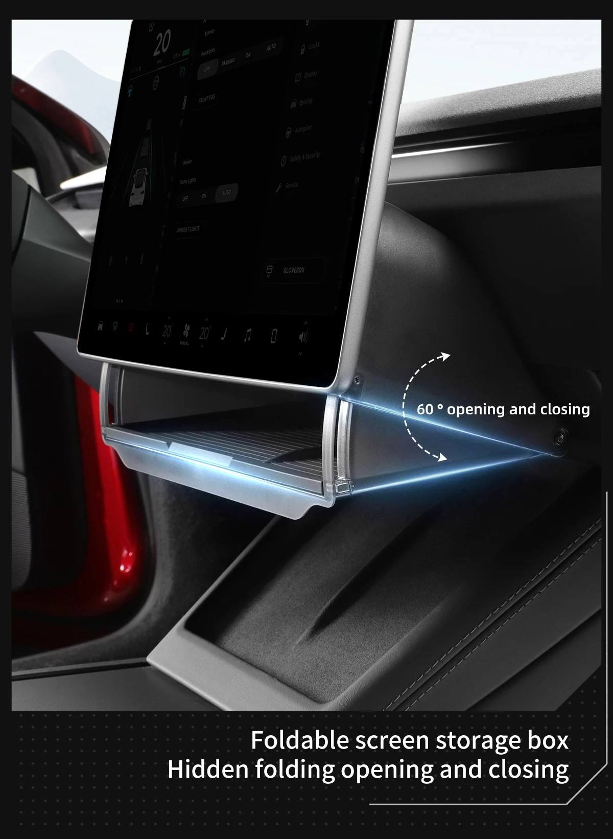 DSI - Car Under Screen Storage Tray for Tesla Model Y & Model 3