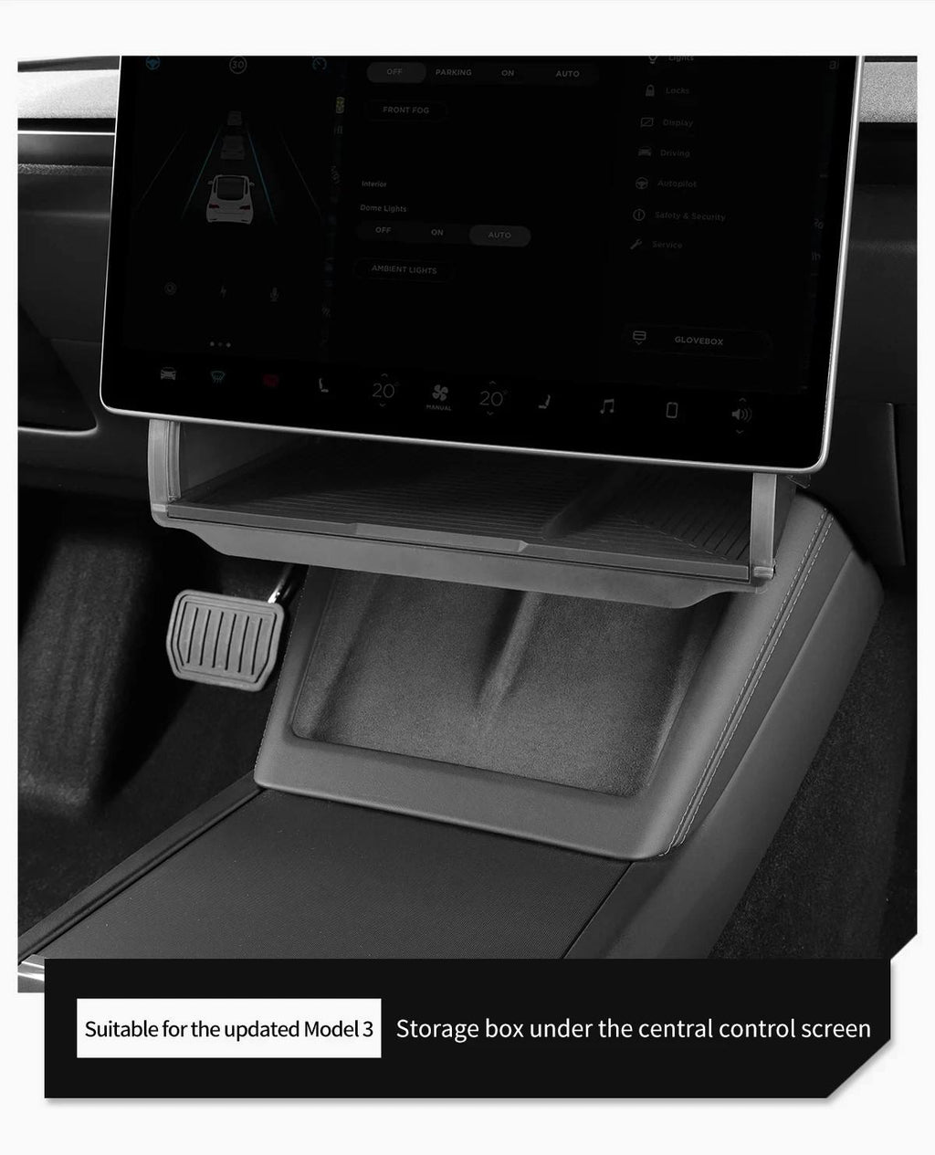 DSI - Car Under Screen Storage Tray for Tesla Model Y & Model 3