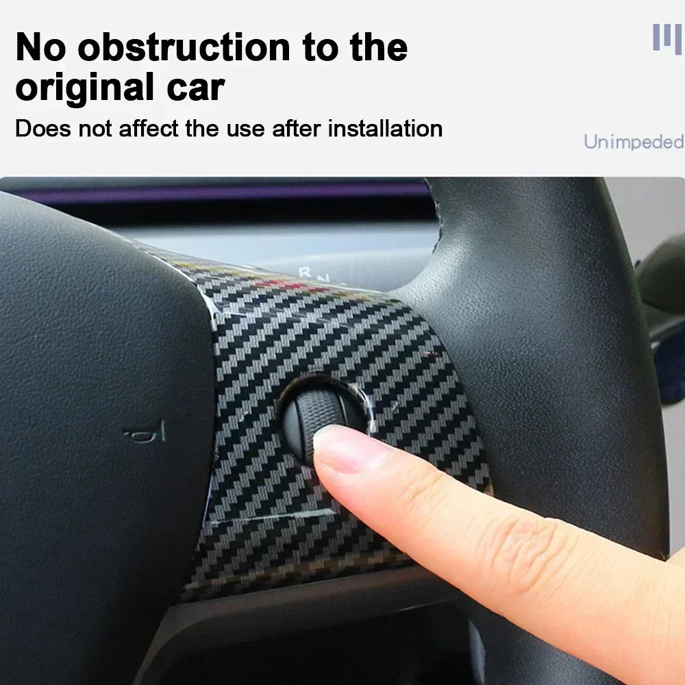 DSI - NEW Steering Wheel Trim Cover For Tesla Model 3/Y Interior Accessories Compatible With Tesla Model 3/Y Carbon Fiber Pattern