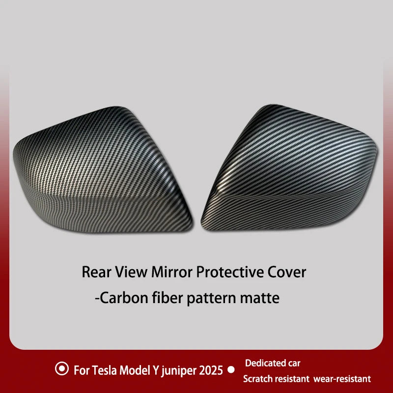 DSI - Carbon Fiber Car Paste Side Door Mirror Cover For Tesla Model Y Juniper2025 Auto Exterior Accessories ABS Sides Rearview Cover