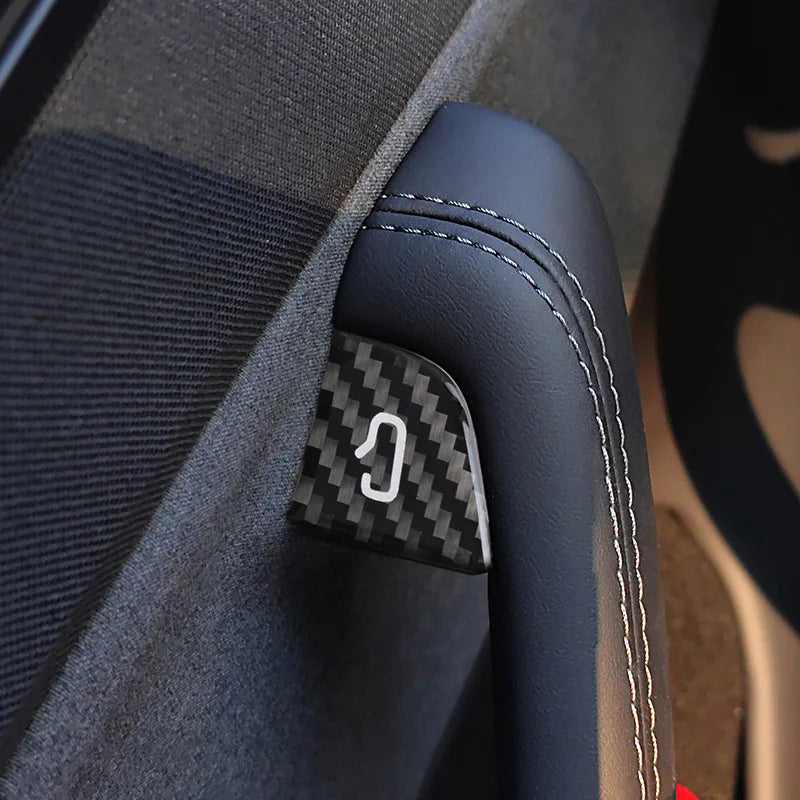 For Tesla Model Y Juniper 2025+ Model 3 Highland 2024 Carbon Fiber Open Door Switch Cover Button Trim Stickers Car Accessories