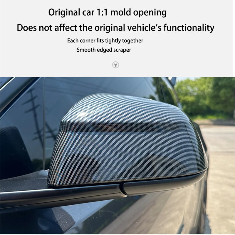 DSI - Carbon Fiber Car Paste Side Door Mirror Cover For Tesla Model Y Juniper2025 Auto Exterior Accessories ABS Sides Rearview Cover