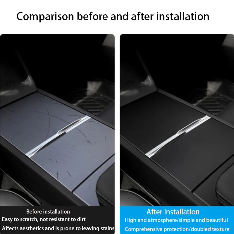DSI - r Center Console Panel Sticker Suede Film - FITS -  Tesla Model 3 & Y Highland Juniper Carbon Central Control Cover Car Interior Accessories