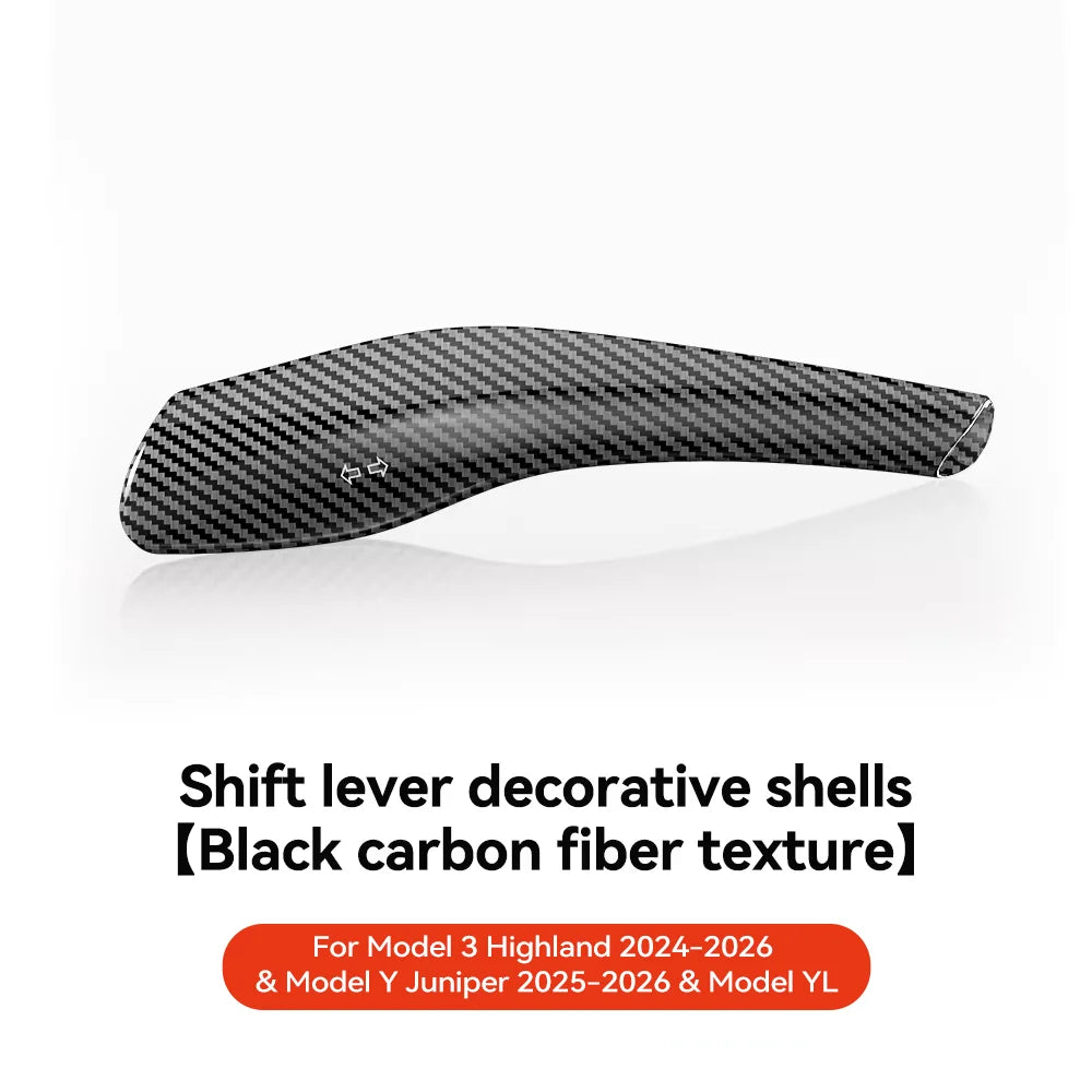 DSI - Carbon Fiber Gear Shift Cover - FITS Tesla Model Y 2025 Juniper Carbon Fiber Gear Shift Cover ABS Steering Lever Handle Protection Shifter Shell Car Decor