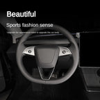 DSI - Steering Wheel Patch FITS Tesla Model 3 Y YL Juniper Highland 2025 2026 U-shaped Protective Cover Trim Sticker ABS Carbon Fiber