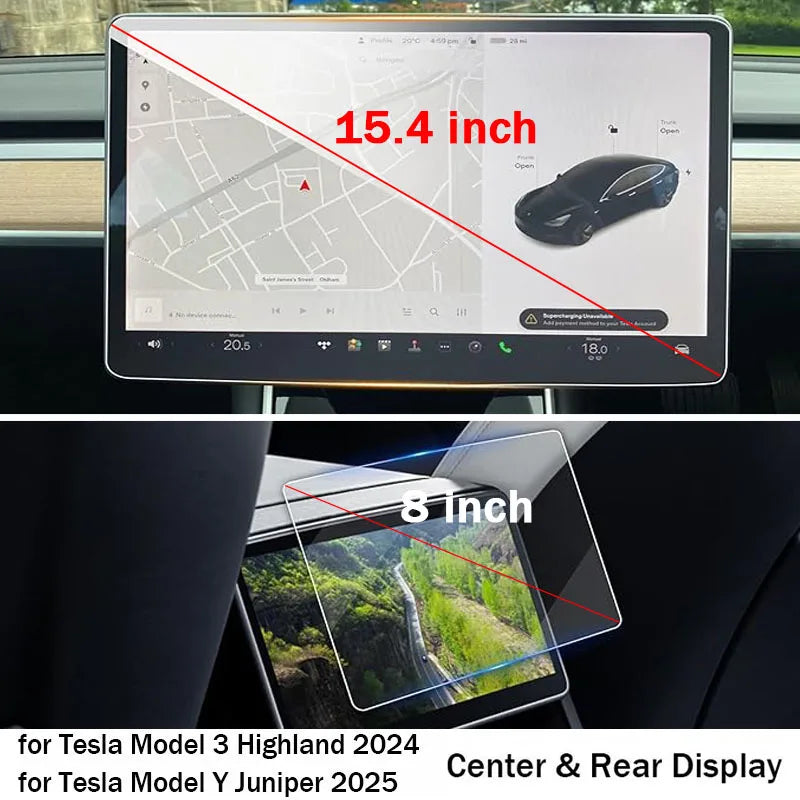 DSI - Tempered Glass Film Protector for Tesla Model 3 Highland Model Y Juniper Model Y Performance Rear Center Control Screen