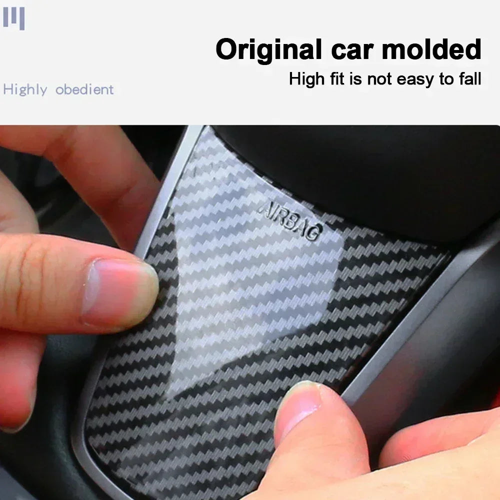 DSI - NEW Steering Wheel Trim Cover For Tesla Model 3/Y Interior Accessories Compatible With Tesla Model 3/Y Carbon Fiber Pattern