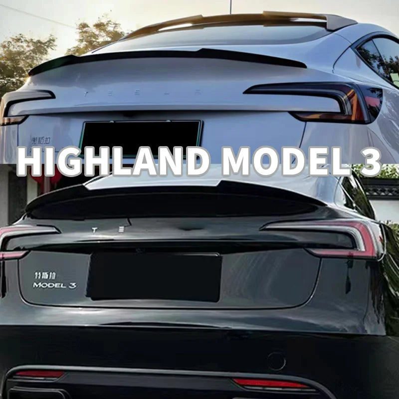 DSI - Rear Trunk Lid Spoiler Wing For Tesla Model Y 3 Highland Model 3 Spoiler Tail Wing  Black and Carbon Fiber Pattern Body Kit