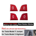 For Tesla Model Y Juniper 2025+ Model 3 Highland 2024 Carbon Fiber Open Door Switch Cover Button Trim Stickers Car Accessories