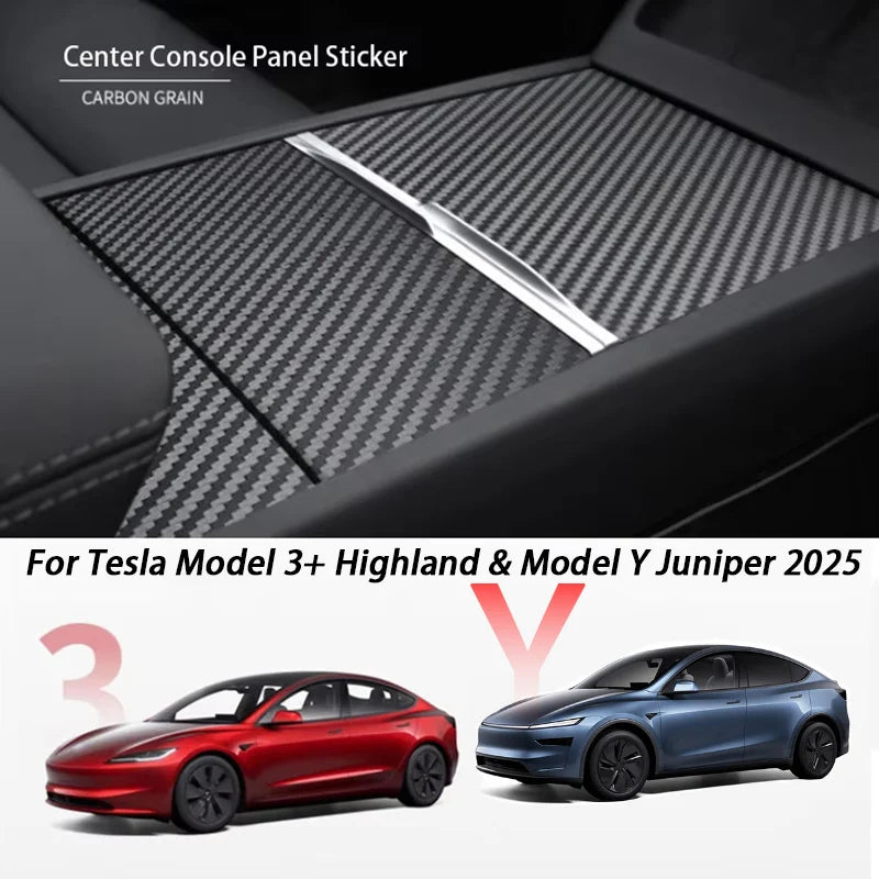 DSI - r Center Console Panel Sticker Suede Film - FITS -  Tesla Model 3 & Y Highland Juniper Carbon Central Control Cover Car Interior Accessories