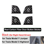DSI - Door Switch Button Sticker -FITS Tesla Model Y Juniper 2026  Opening Button Trim Patch New Model 3 Carbon Fiber Pattern Decor Cover