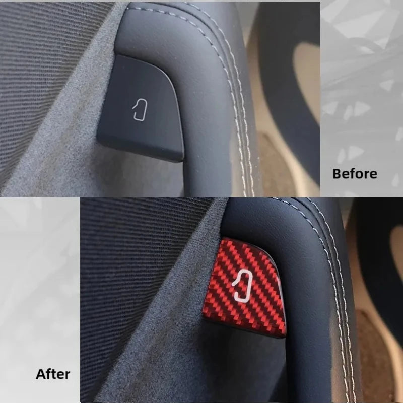 For Tesla Model Y Juniper 2025+ Model 3 Highland 2024 Carbon Fiber Open Door Switch Cover Button Trim Stickers Car Accessories