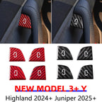 For Tesla Model Y Juniper 2025+ Model 3 Highland 2024 Carbon Fiber Open Door Switch Cover Button Trim Stickers Car Accessories