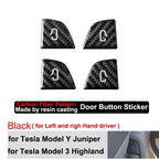 For Tesla Model Y Juniper 2025+ Model 3 Highland 2024 Carbon Fiber Open Door Switch Cover Button Trim Stickers Car Accessories
