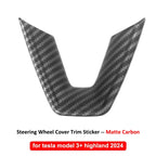 DSI - Steering Wheel Patch FITS Tesla Model 3 Y YL Juniper Highland 2025 2026 U-shaped Protective Cover Trim Sticker ABS Carbon Fiber
